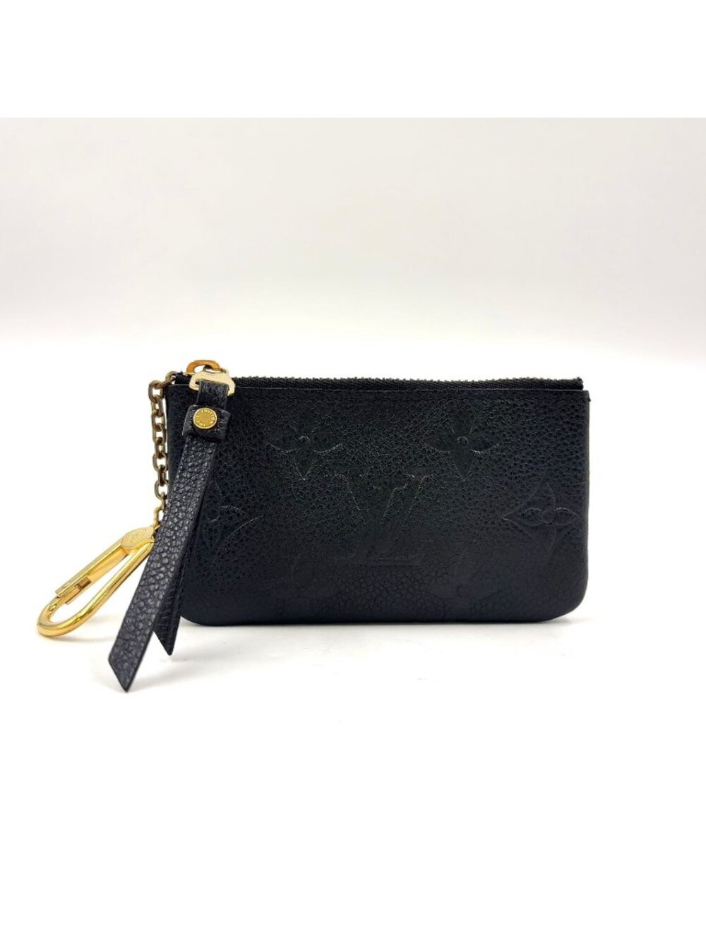 Louis Vuitton Pochette Cles Leather Black Pouch Gold